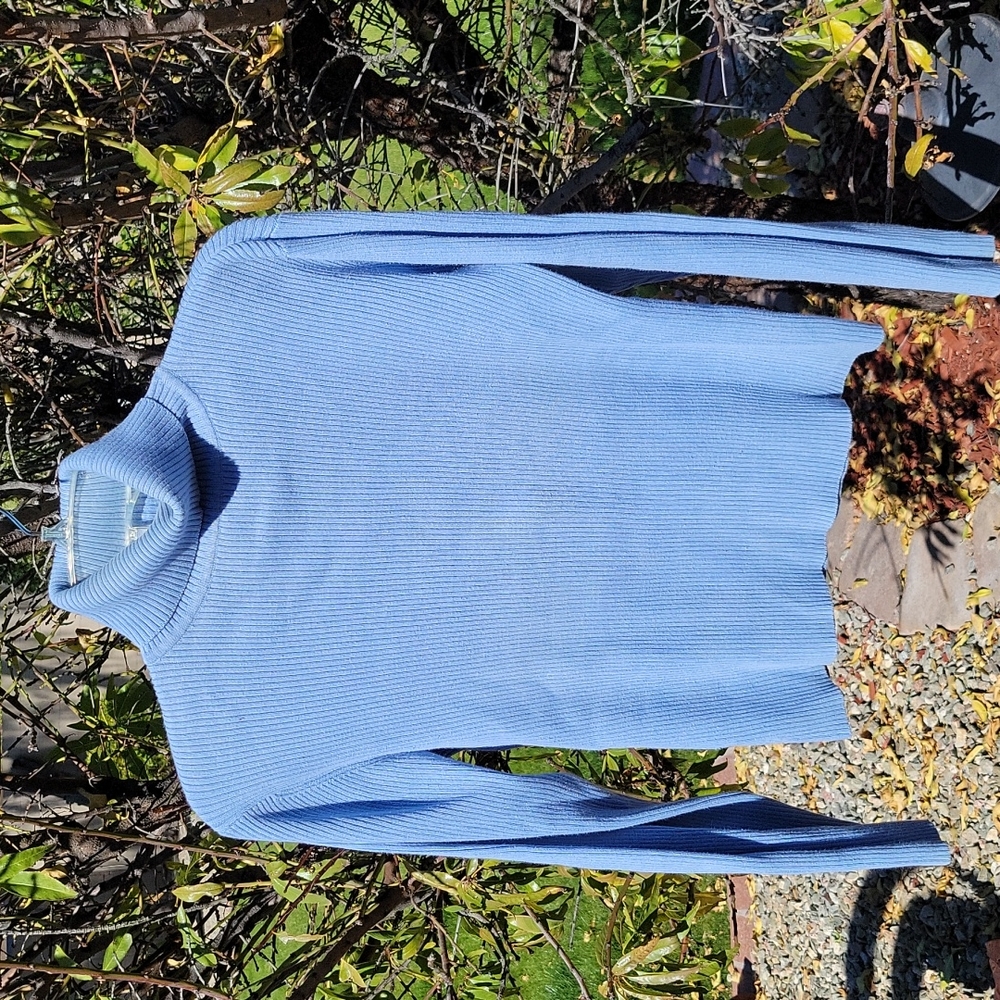 Vintage Erik Stewart Light Blue Turtleneck 100% Cotton Womens Large
